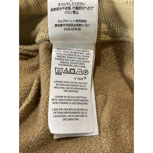 Ralph Lauren Relaxed Beige Cotton Fit Logo Fleece Sweatpant Size M - Picture 6 of 6